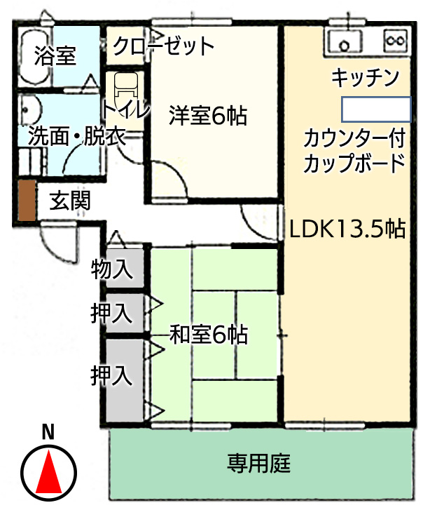 ラッキータウン庭瀬A101間取り図