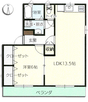 ラッキータウン庭瀬D201間取り